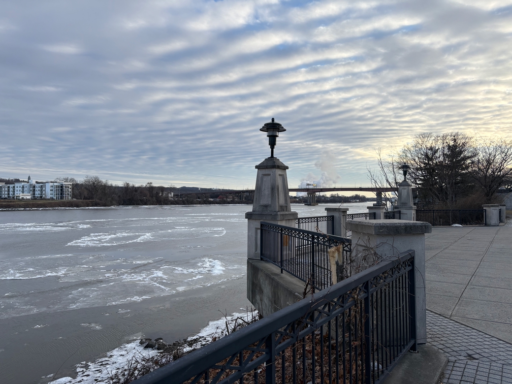 The Hudson River frozen over. I almost died here waiting for a friend lol